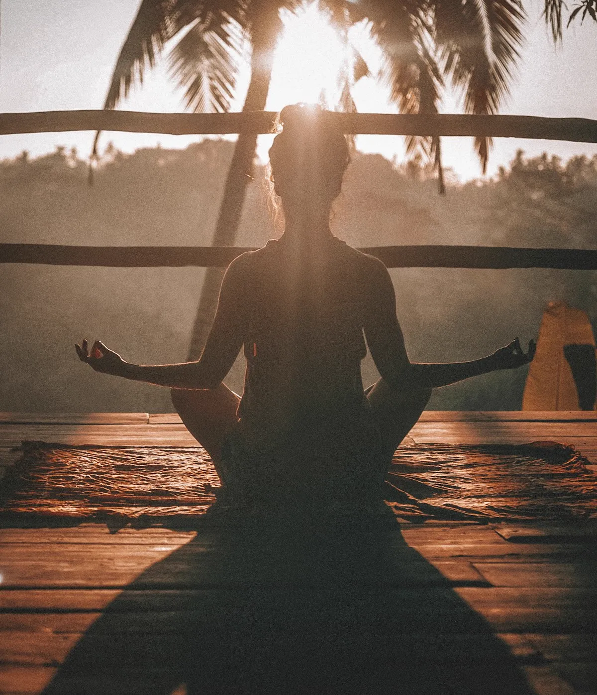 Controlled breathing practice at sunrise